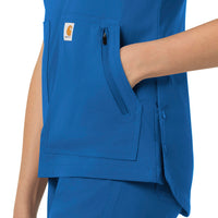 Rugged Flex Peak Women's 4-Pocket V-Neck Scrub Top Royal side detail 2