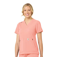 Rugged Flex Peak Women's 4-Pocket V-Neck Scrub Top Sorbet