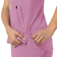 Rugged Flex Peak Women's 4-Pocket V-Neck Scrub Top Thistle hemline detail