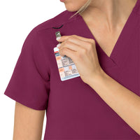 Rugged Flex Peak Women's 4-Pocket V-Neck Scrub Top Wine front detail