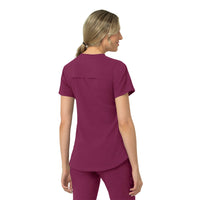 Rugged Flex Peak Women's 4-Pocket V-Neck Scrub Top Wine back view