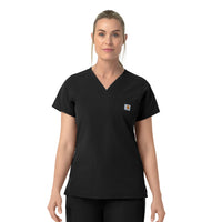 Rugged Flex FLD Women's V-Neck Scrub Top Black