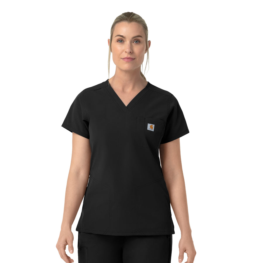 Rugged Flex FLD Women's V-Neck Scrub Top Black