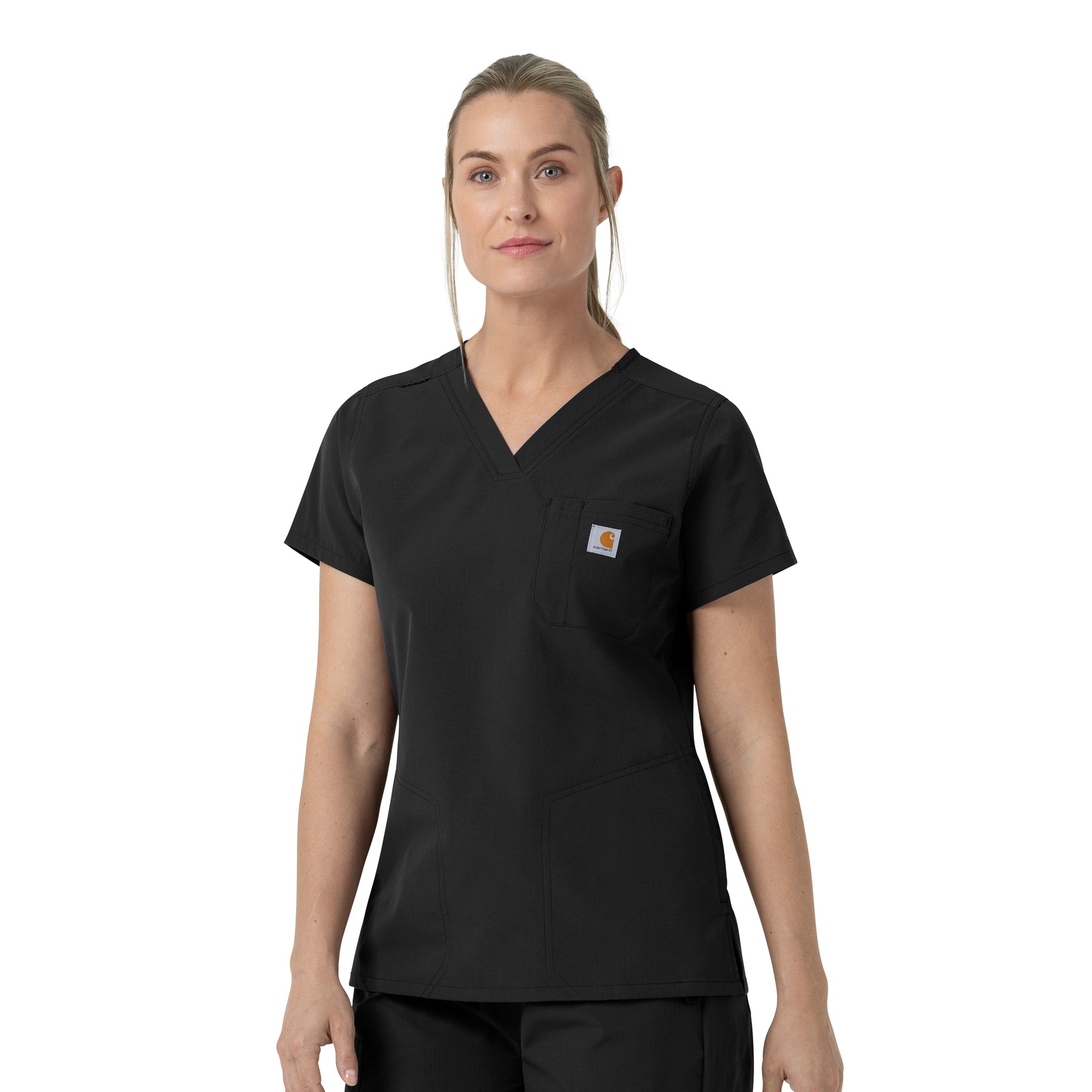 Rugged Flex FLD Women's V-Neck Scrub Top Black side view