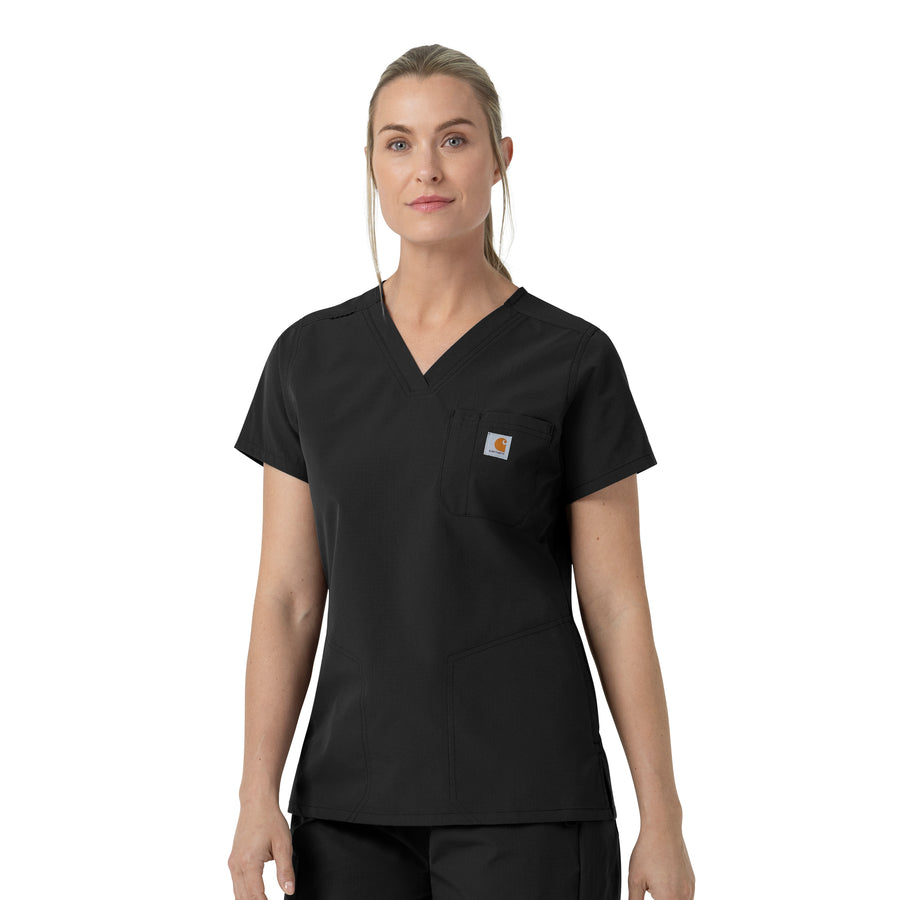 Rugged Flex FLD Women's V-Neck Scrub Top Black side view