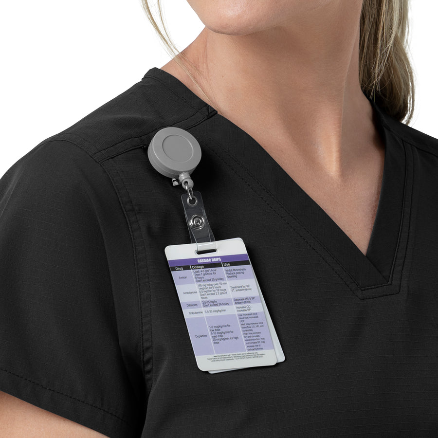 Rugged Flex FLD Women's V-Neck Scrub Top Black hemline detail