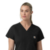 Rugged Flex FLD Women's V-Neck Scrub Top Black back detail