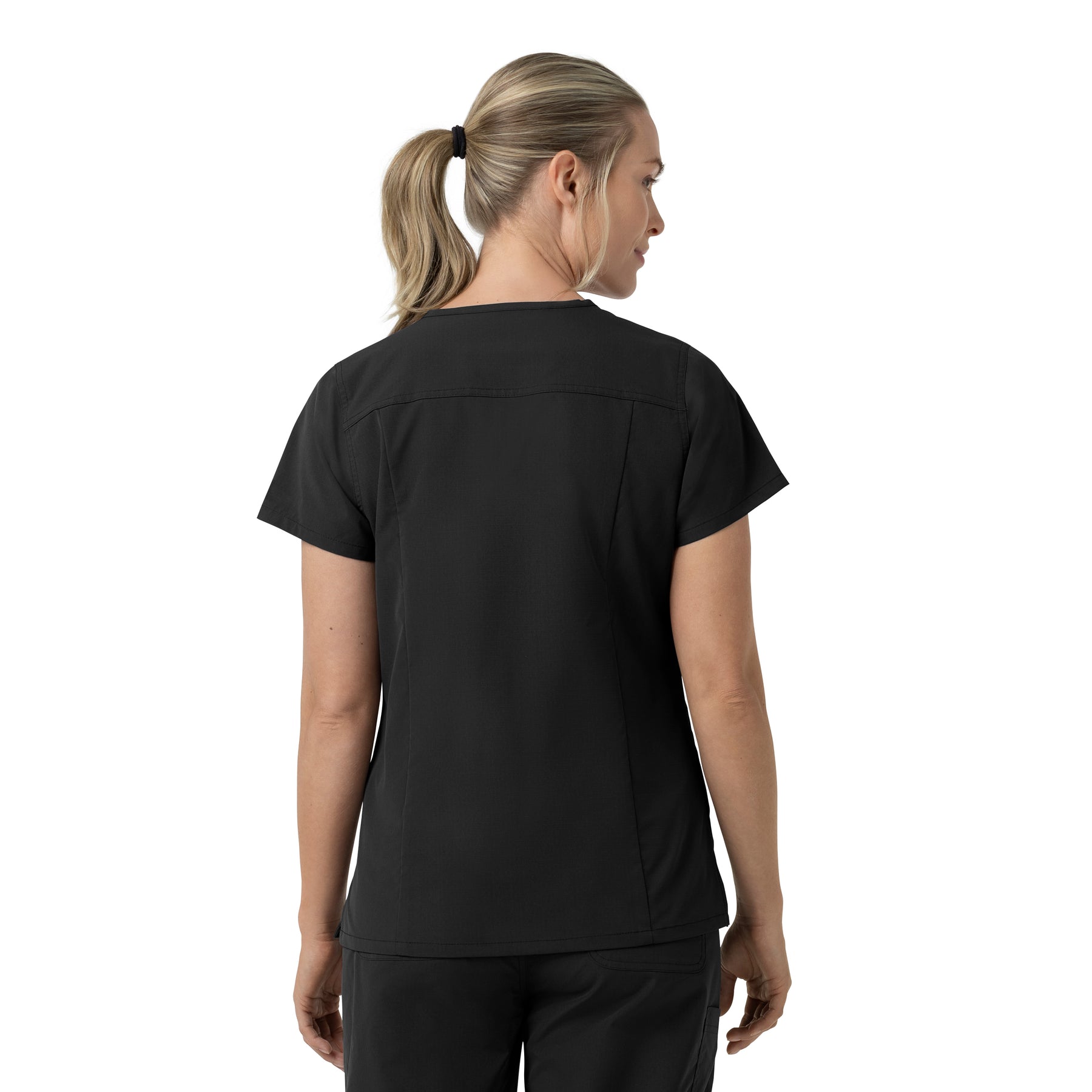 Rugged Flex FLD Women's V-Neck Scrub Top Black back view