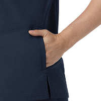 Rugged Flex FLD Women's V-Neck Scrub Top Navy side detail 1