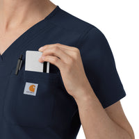Rugged Flex FLD Women's V-Neck Scrub Top Navy side detail 2