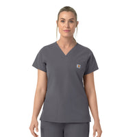 Rugged Flex FLD Women's V-Neck Scrub Top Pewter