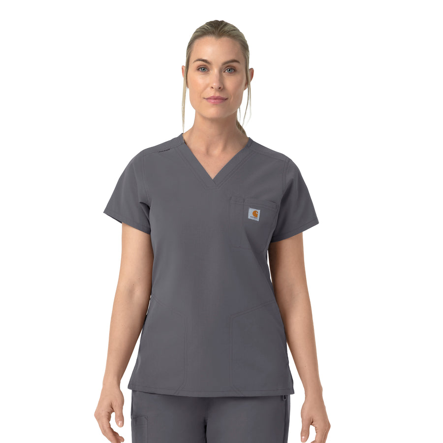 Rugged Flex FLD Women's V-Neck Scrub Top Pewter