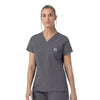 Rugged Flex FLD Women's V-Neck Scrub Top Pewter side view
