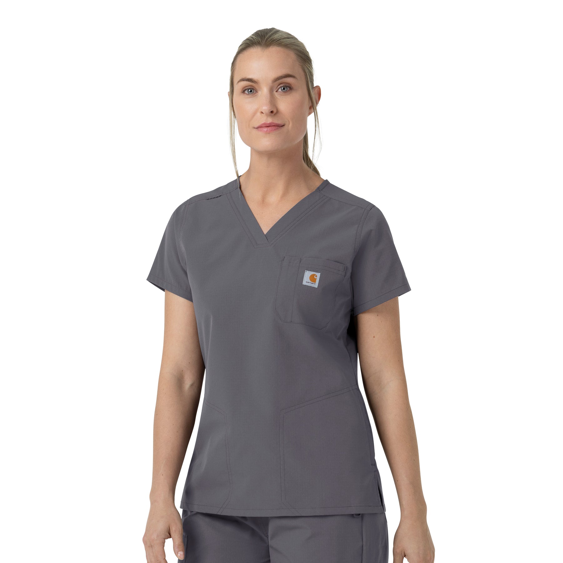 Rugged Flex FLD Women's V-Neck Scrub Top Pewter side view