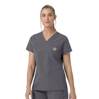 Rugged Flex FLD Women's V-Neck Scrub Top Pewter side view