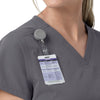 Rugged Flex FLD Women's V-Neck Scrub Top Pewter hemline detail