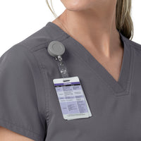 Rugged Flex FLD Women's V-Neck Scrub Top Pewter hemline detail