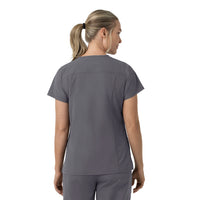 Rugged Flex FLD Women's V-Neck Scrub Top Pewter back view