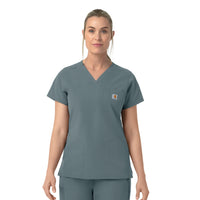 Rugged Flex FLD Women's V-Neck Scrub Top Rolling Thunder