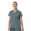 Rugged Flex FLD Women's V-Neck Scrub Top Rolling Thunder side view