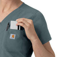 Rugged Flex FLD Women's V-Neck Scrub Top Rolling Thunder side detail 2