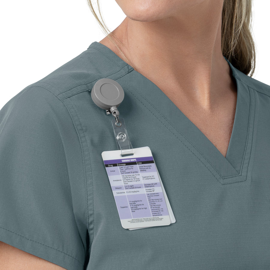 Rugged Flex FLD Women's V-Neck Scrub Top Rolling Thunder hemline detail