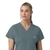 Rugged Flex FLD Women's V-Neck Scrub Top Rolling Thunder back detail