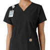 Force Essentials Women's V-Neck Knit Panel Scrub Top Black side detail 1