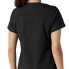Force Essentials Women's V-Neck Knit Panel Scrub Top Black hemline detail