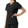 Force Essentials Women's V-Neck Knit Panel Scrub Top Black back detail