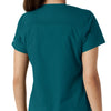 Force Essentials Women's V-Neck Knit Panel Scrub Top Caribbean hemline detail