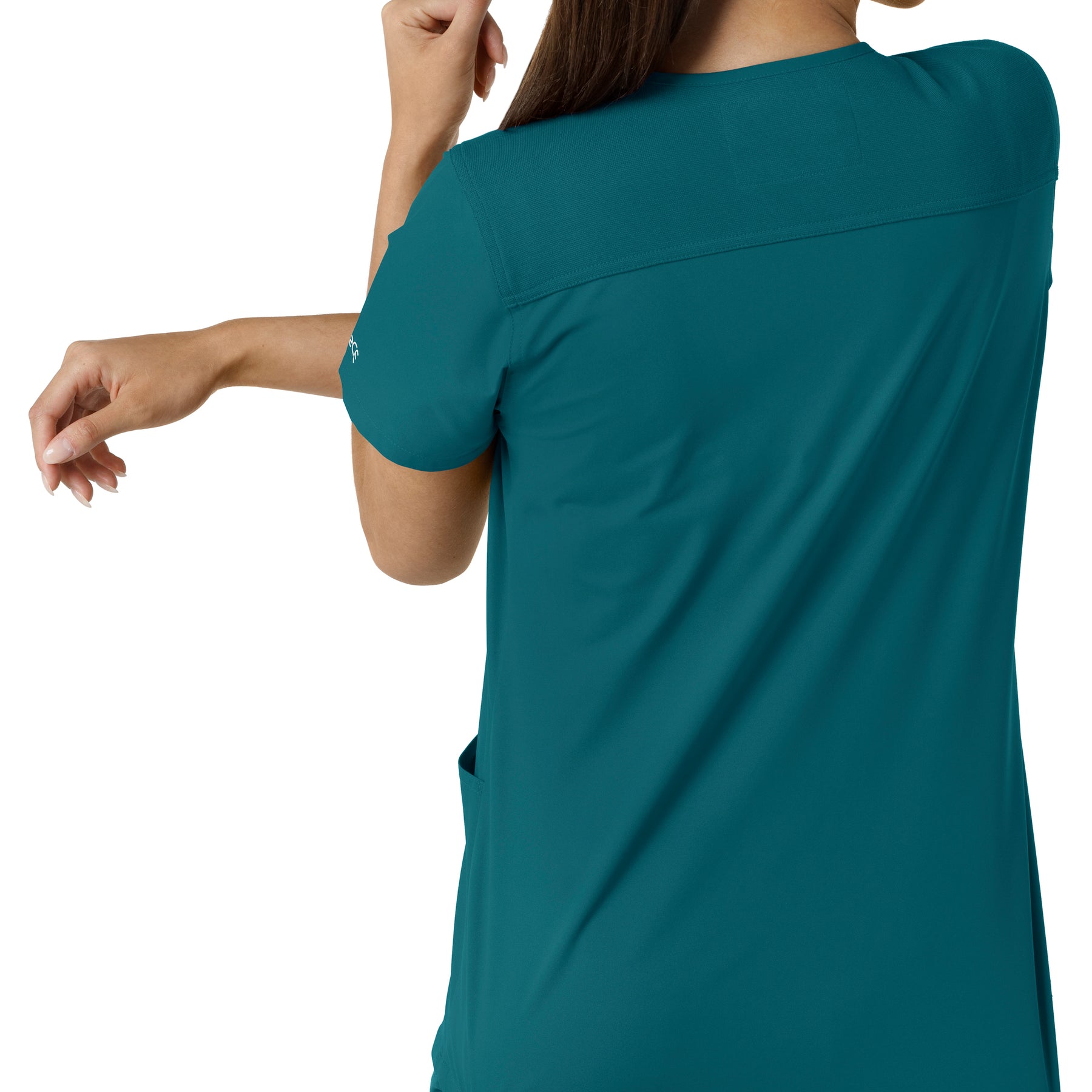 Carhartt Force Essentials Women's V-Neck Knit Panel Scrub Top - Caribbean