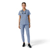 Force Essentials Women's V-Neck Knit Panel Scrub Top Ceil Blue full scrub set