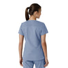 Force Essentials Women's V-Neck Knit Panel Scrub Top Ceil Blue back view