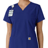 Force Essentials Women's V-Neck Knit Panel Scrub Top Galaxy Blue side detail 1