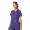 Force Essentials Women's V-Neck Knit Panel Scrub Top Grape side view