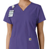 Force Essentials Women's V-Neck Knit Panel Scrub Top Grape side detail 1