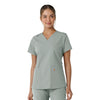 Force Essentials Women's V-Neck Knit Panel Scrub Top Grey