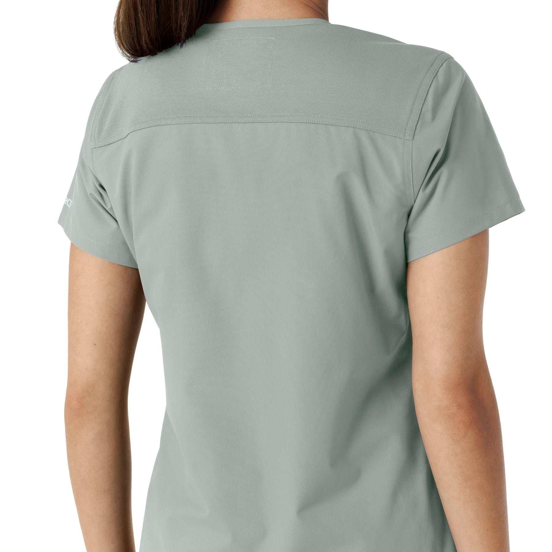 Force Essentials Women's V-Neck Knit Panel Scrub Top Grey hemline detail