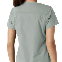 Force Essentials Women's V-Neck Knit Panel Scrub Top Grey hemline detail