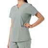 Force Essentials Women's V-Neck Knit Panel Scrub Top Grey back detail