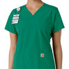 Force Essentials Women's V-Neck Knit Panel Scrub Top Hunter side detail 1