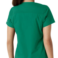 Force Essentials Women's V-Neck Knit Panel Scrub Top Hunter hemline detail