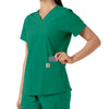 Force Essentials Women's V-Neck Knit Panel Scrub Top Hunter back detail