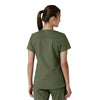 Force Essentials Women's V-Neck Knit Panel Scrub Top Olive back view