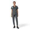 Force Essentials Women's V-Neck Knit Panel Scrub Top Pewter full scrub set