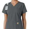 Force Essentials Women's V-Neck Knit Panel Scrub Top Pewter side detail 1