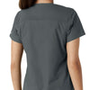 Force Essentials Women's V-Neck Knit Panel Scrub Top Pewter hemline detail