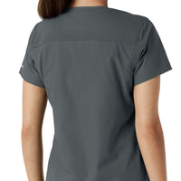 Force Essentials Women's V-Neck Knit Panel Scrub Top Pewter hemline detail