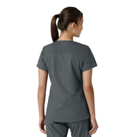 Force Essentials Women's V-Neck Knit Panel Scrub Top Pewter back view